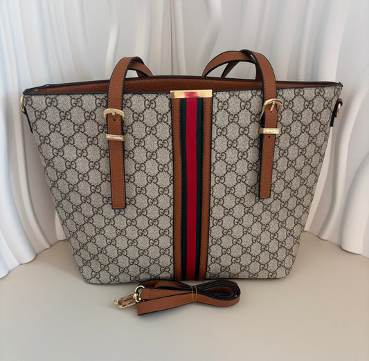 Chic Monogram Tote with Signature Stripe — Inspired ✨