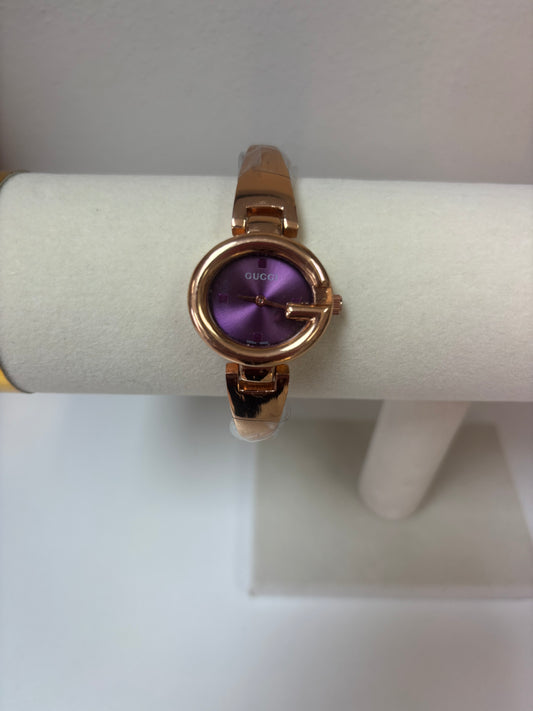 Inspired Rose Gold Signature Link Watch – Plum Dial