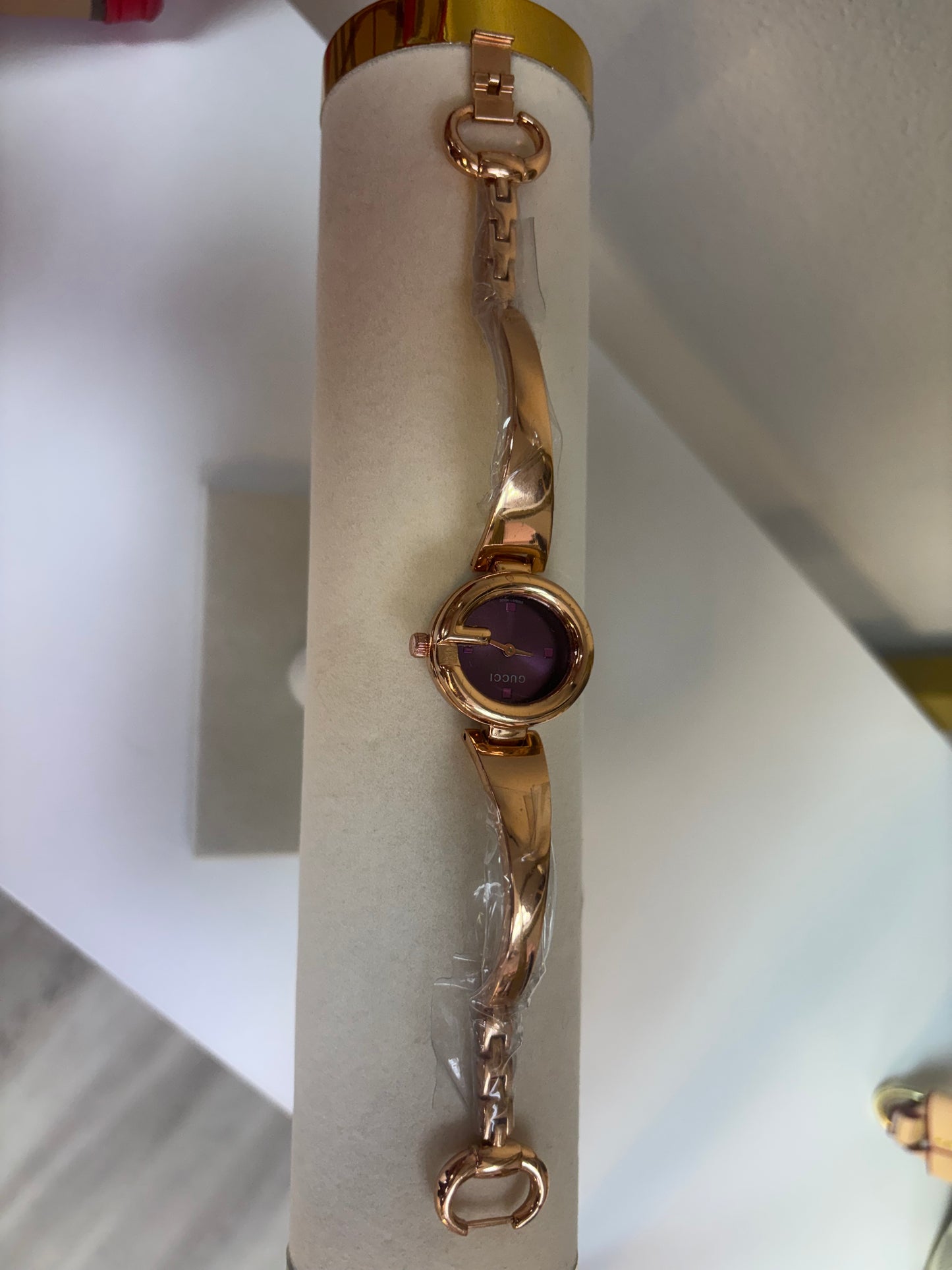 Inspired Rose Gold Signature Link Watch – Plum Dial
