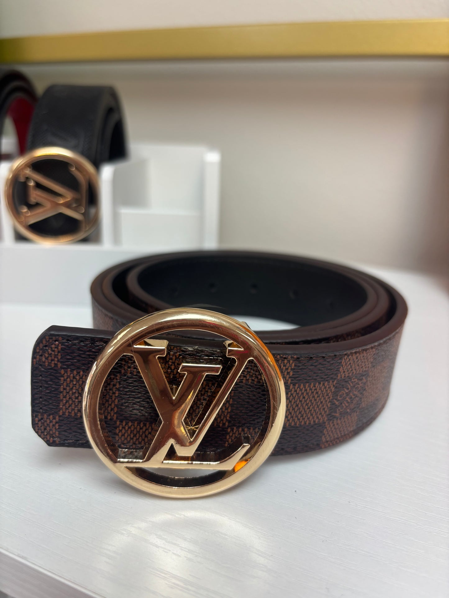 Inspired Classic Check Belt – Gold Signature Buckle