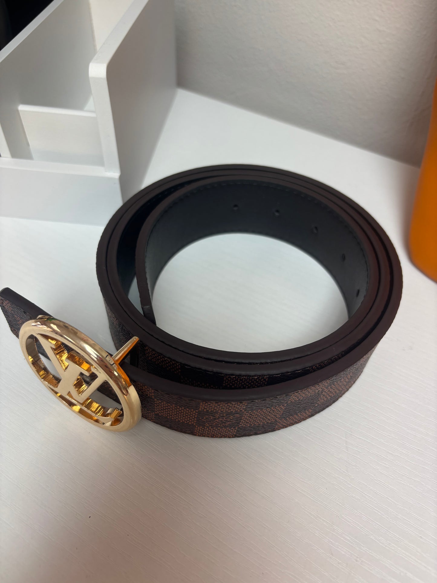 Inspired Classic Check Belt – Gold Signature Buckle