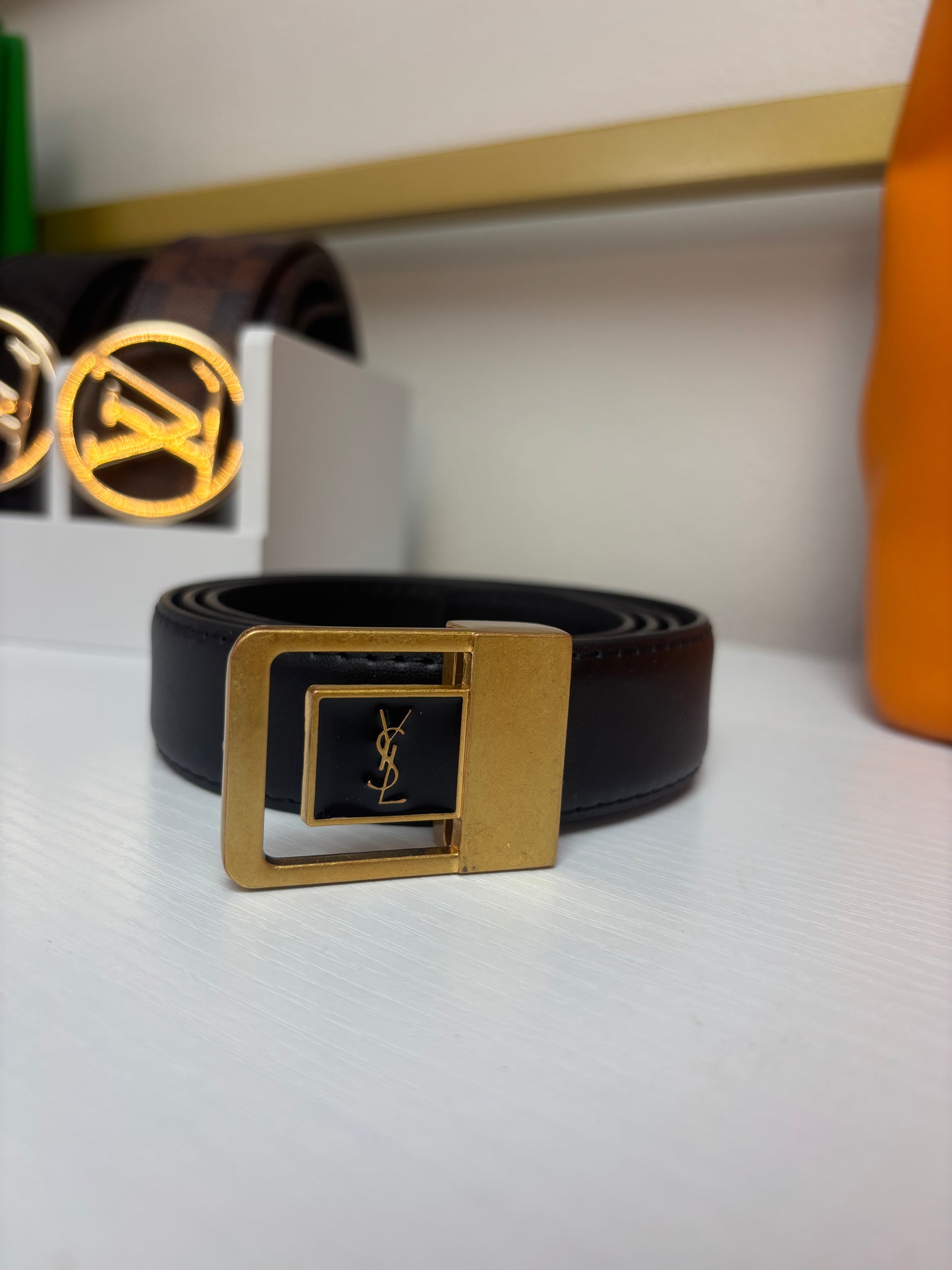 Inspired Classic Black Belt – Signature Gold Frame Buckle