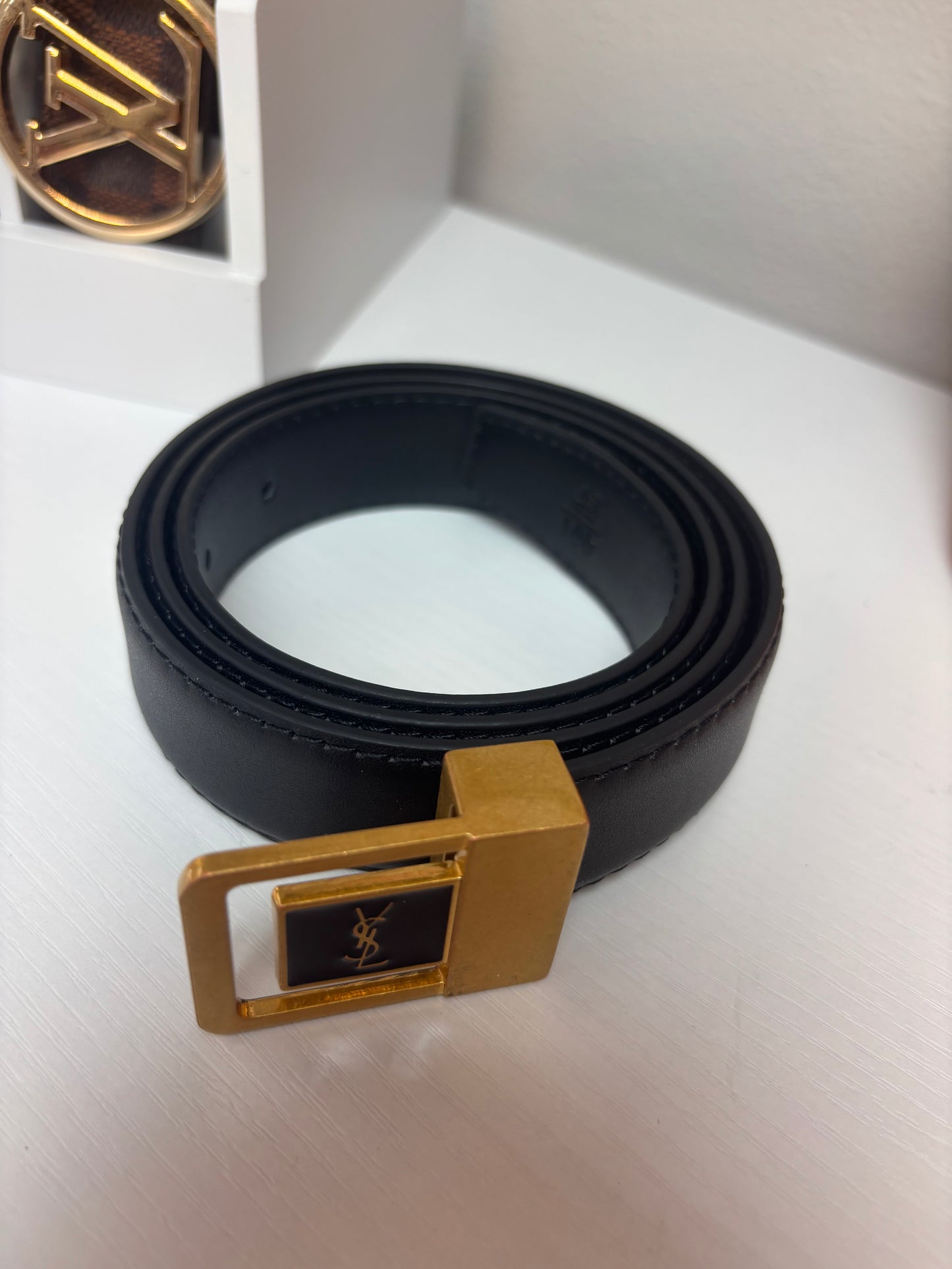 Inspired Classic Black Belt – Signature Gold Frame Buckle