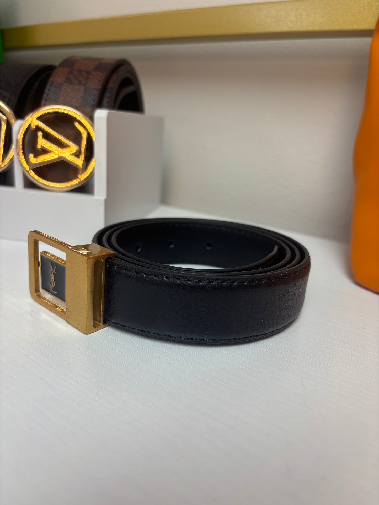 Inspired Classic Black Belt – Signature Gold Frame Buckle