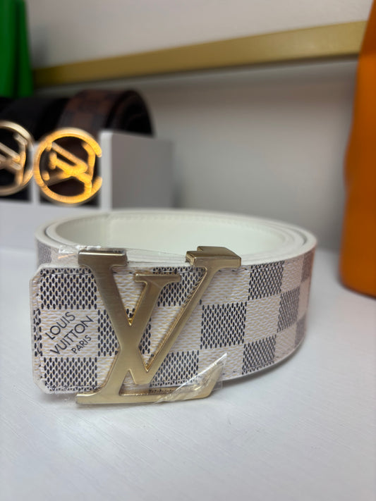 Inspired Classic Check Belt – Gold Signature Buckle
