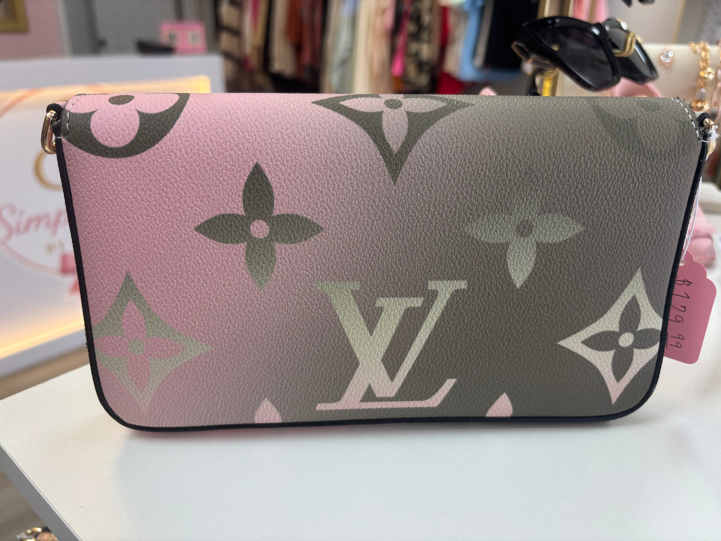 Inspired Pink Ombre Monogram Crossbody Clutch