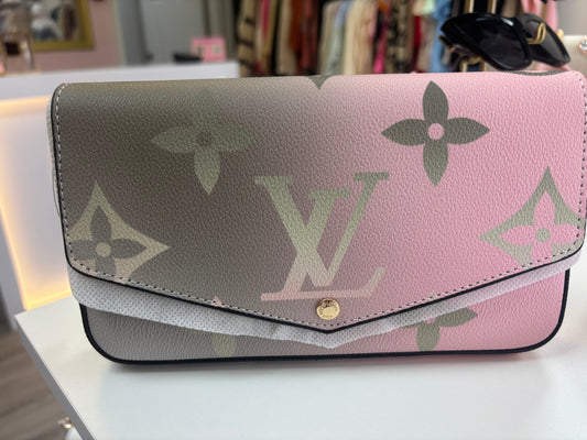 Inspired Pink Ombre Monogram Crossbody Clutch