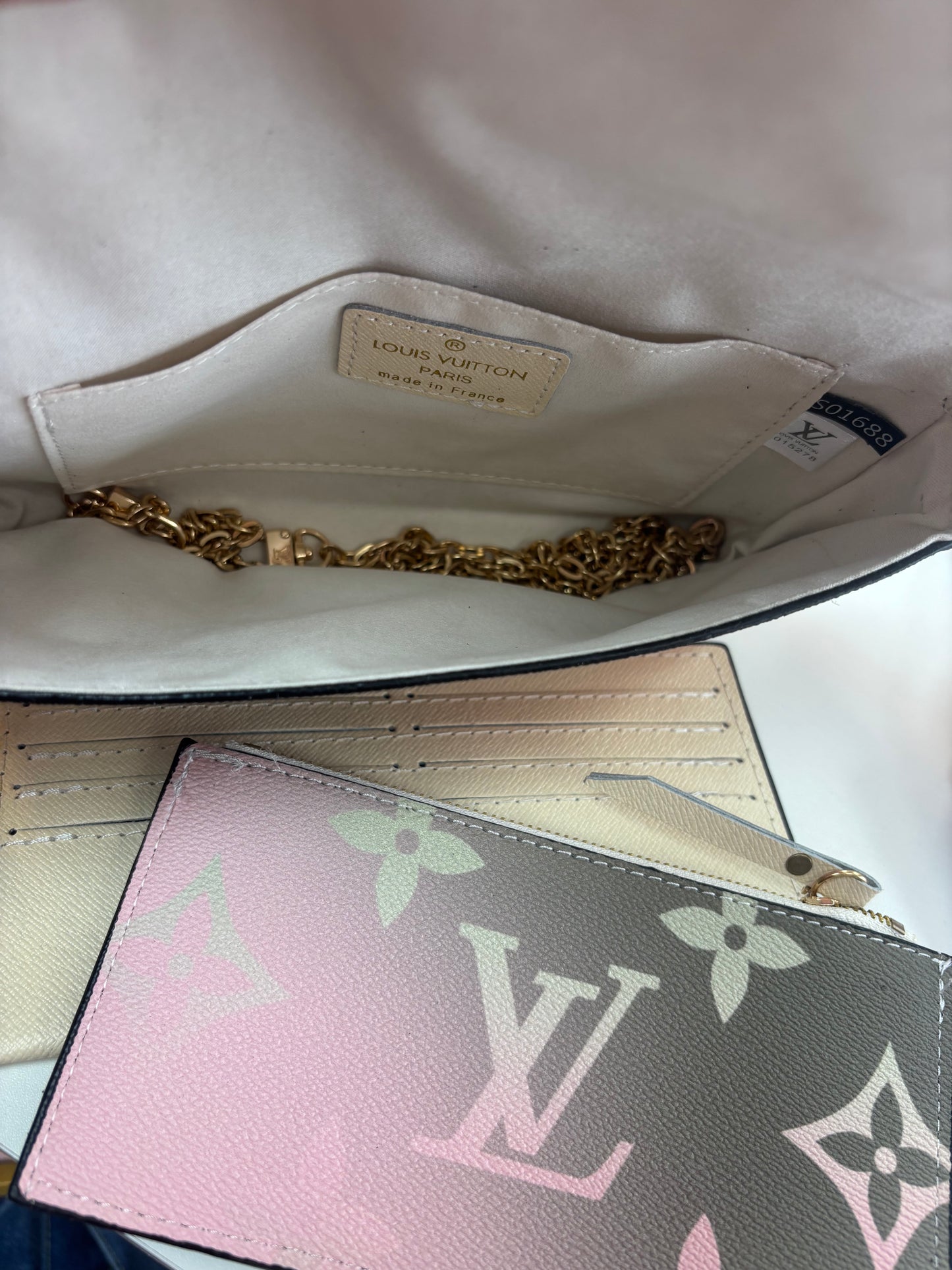Inspired Pink Ombre Monogram Crossbody Clutch