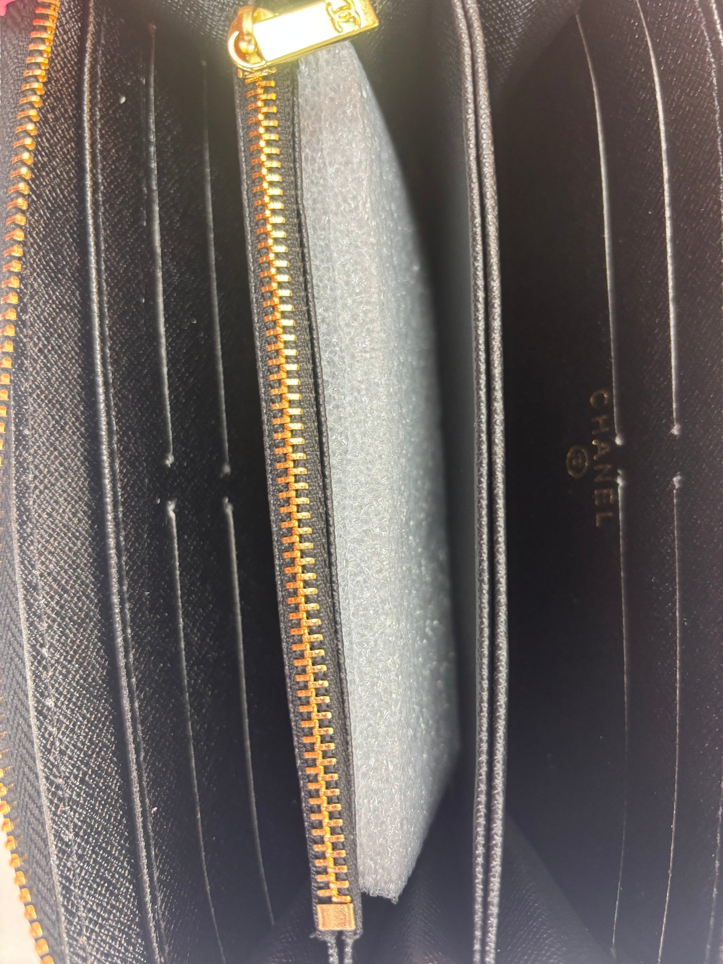 Inspired Quilted Black Zip Around Wallet