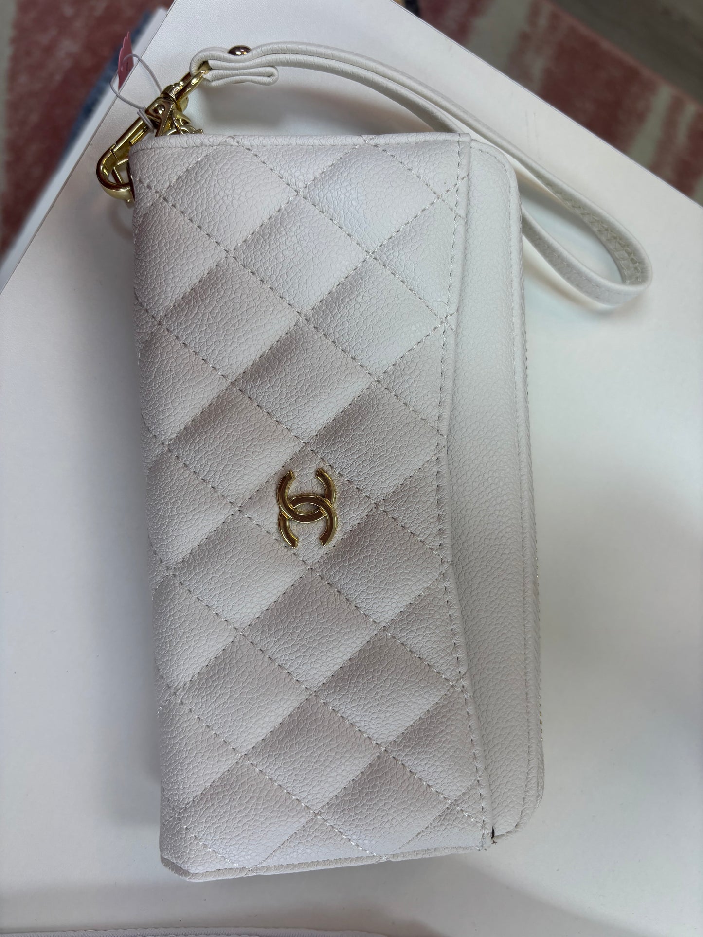 Inspired Quilted Cream Wristlet Wallet