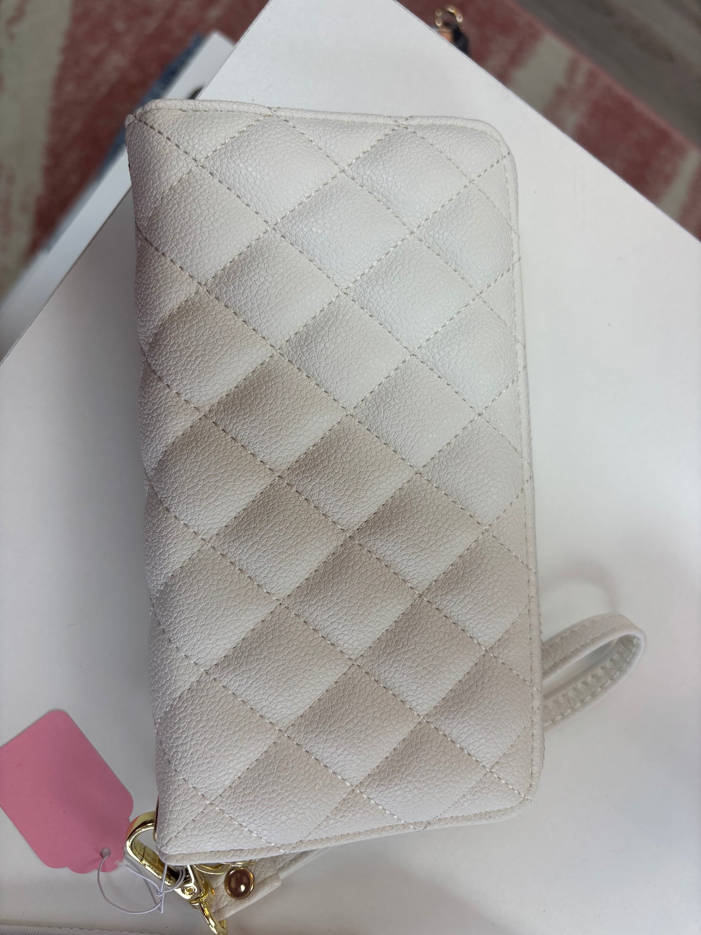 Inspired Quilted Cream Wristlet Wallet