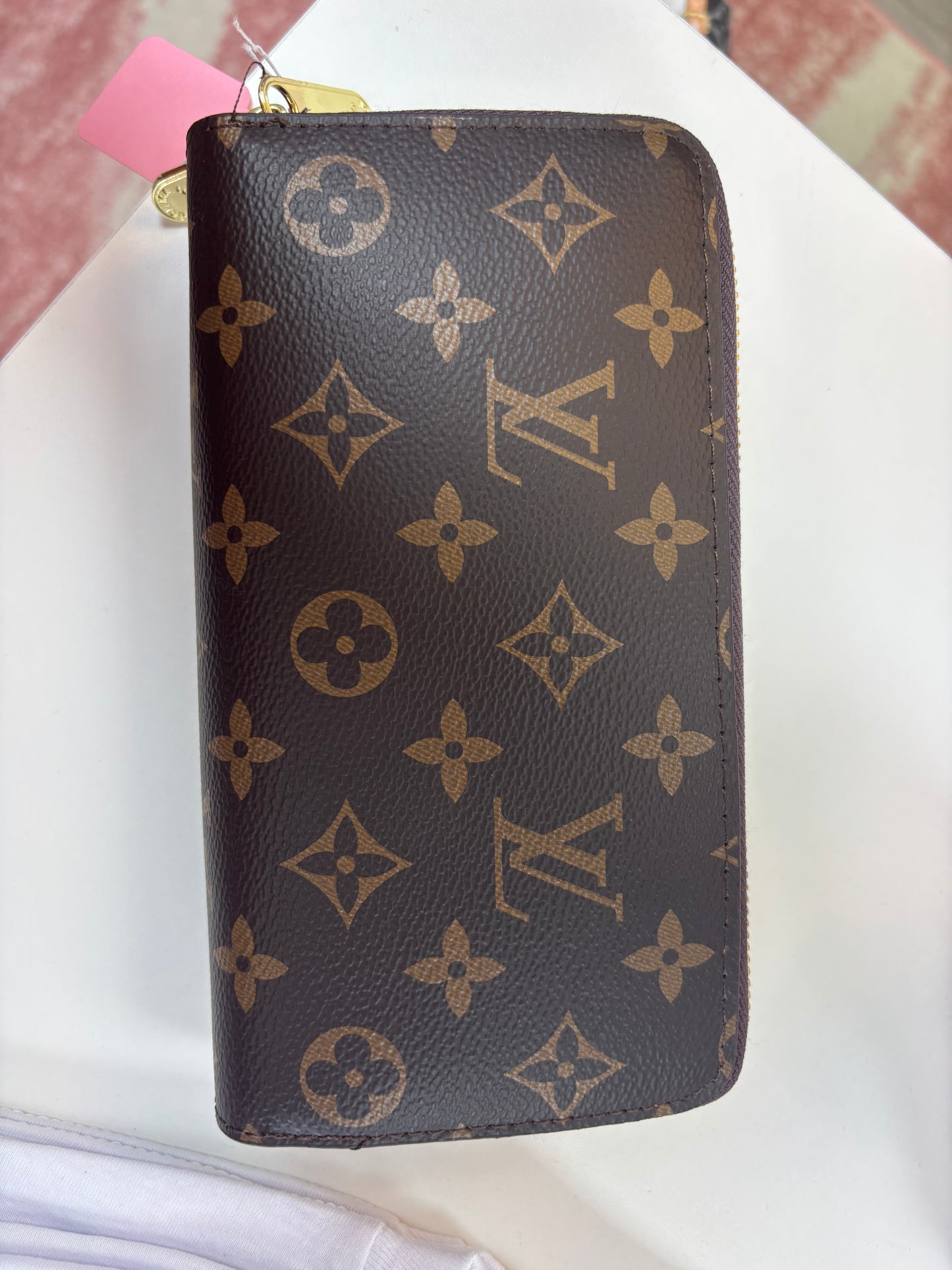 Inspired Classic Monogram Zip Wallet