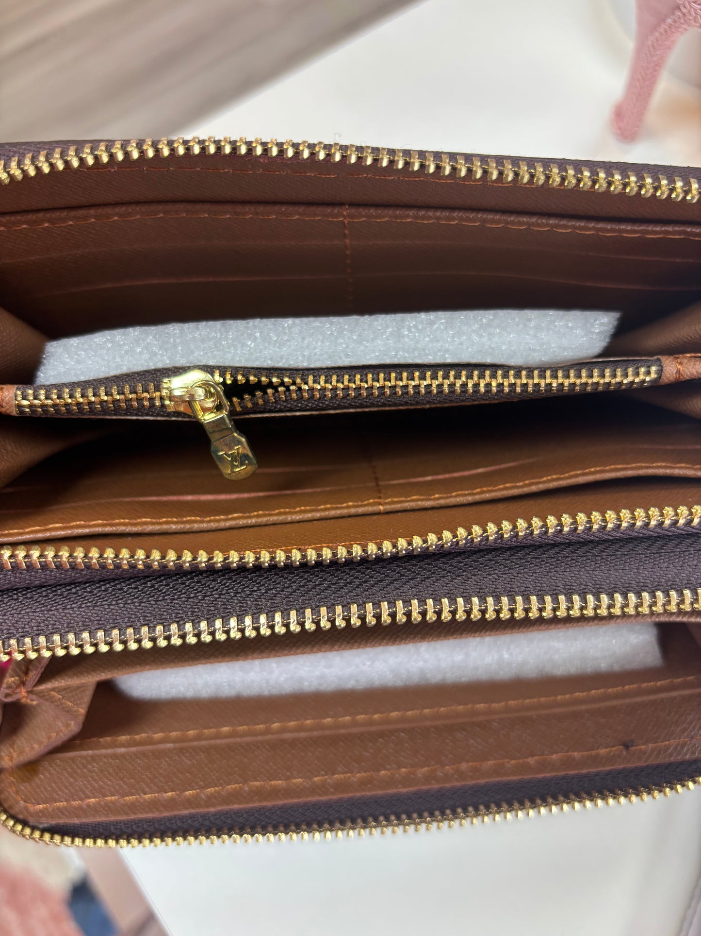 Inspired Classic Monogram Zip Wallet