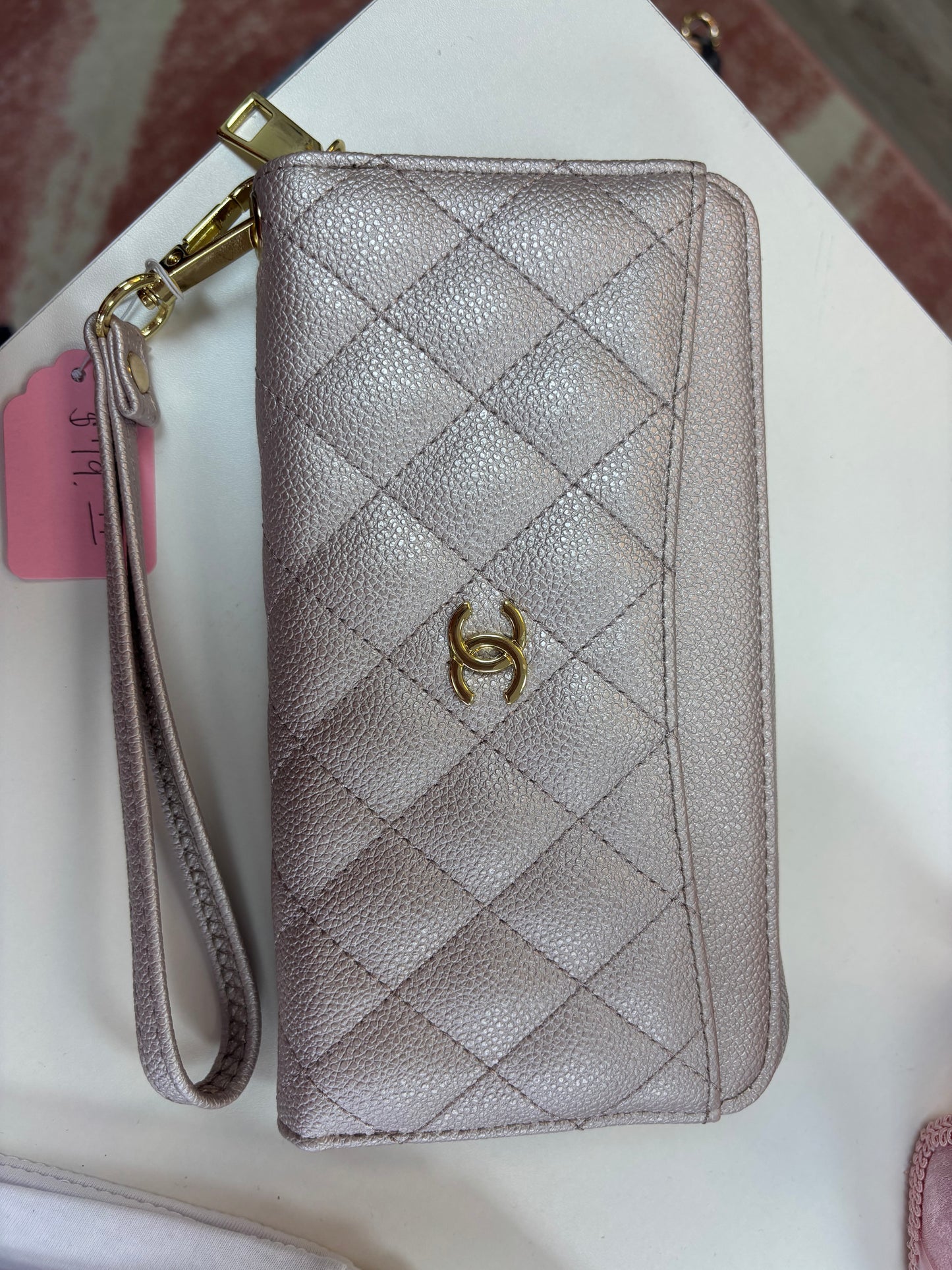 Inspired Quilted Blush Wristlet Wallet