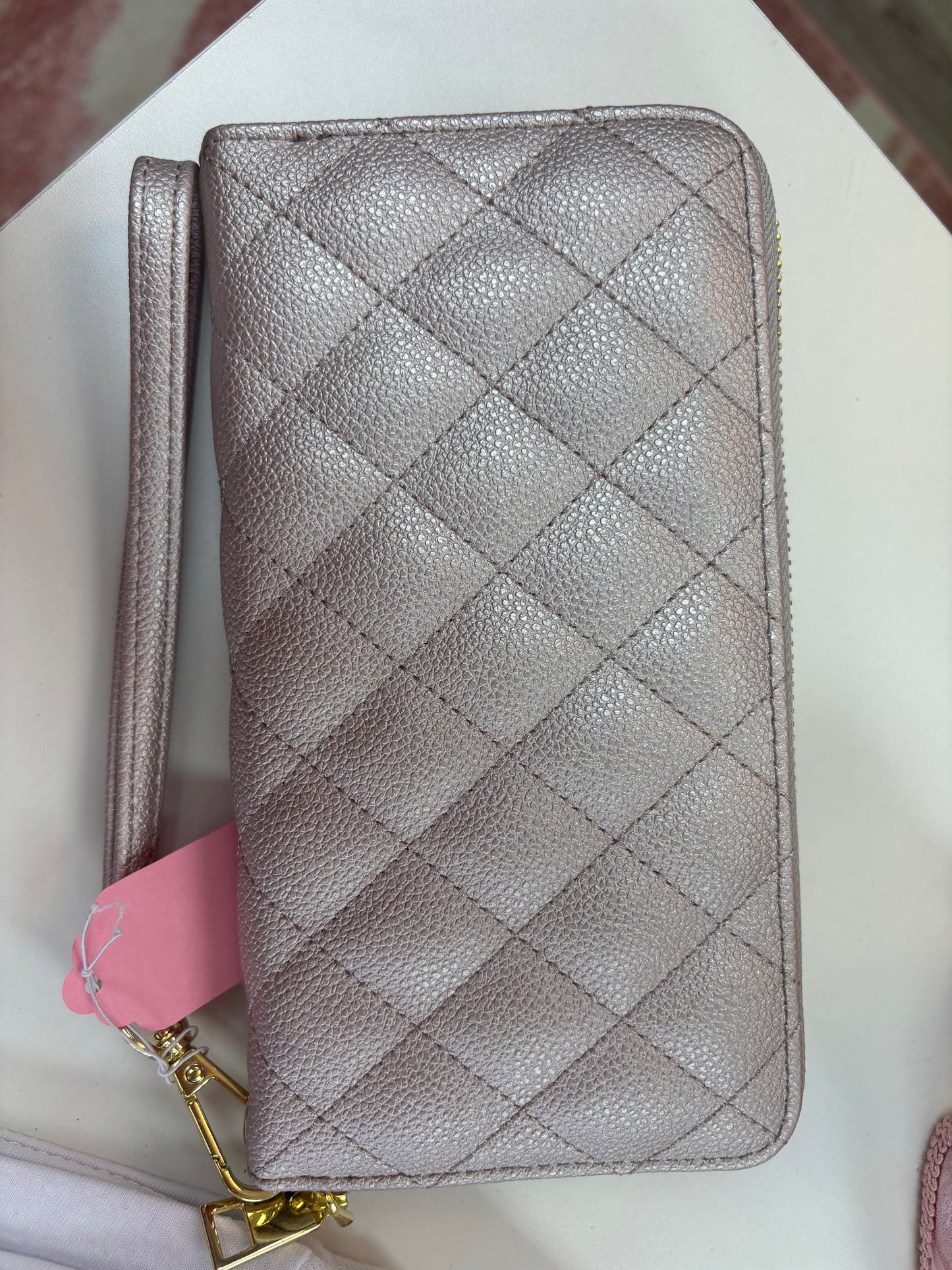 Inspired Quilted Blush Wristlet Wallet