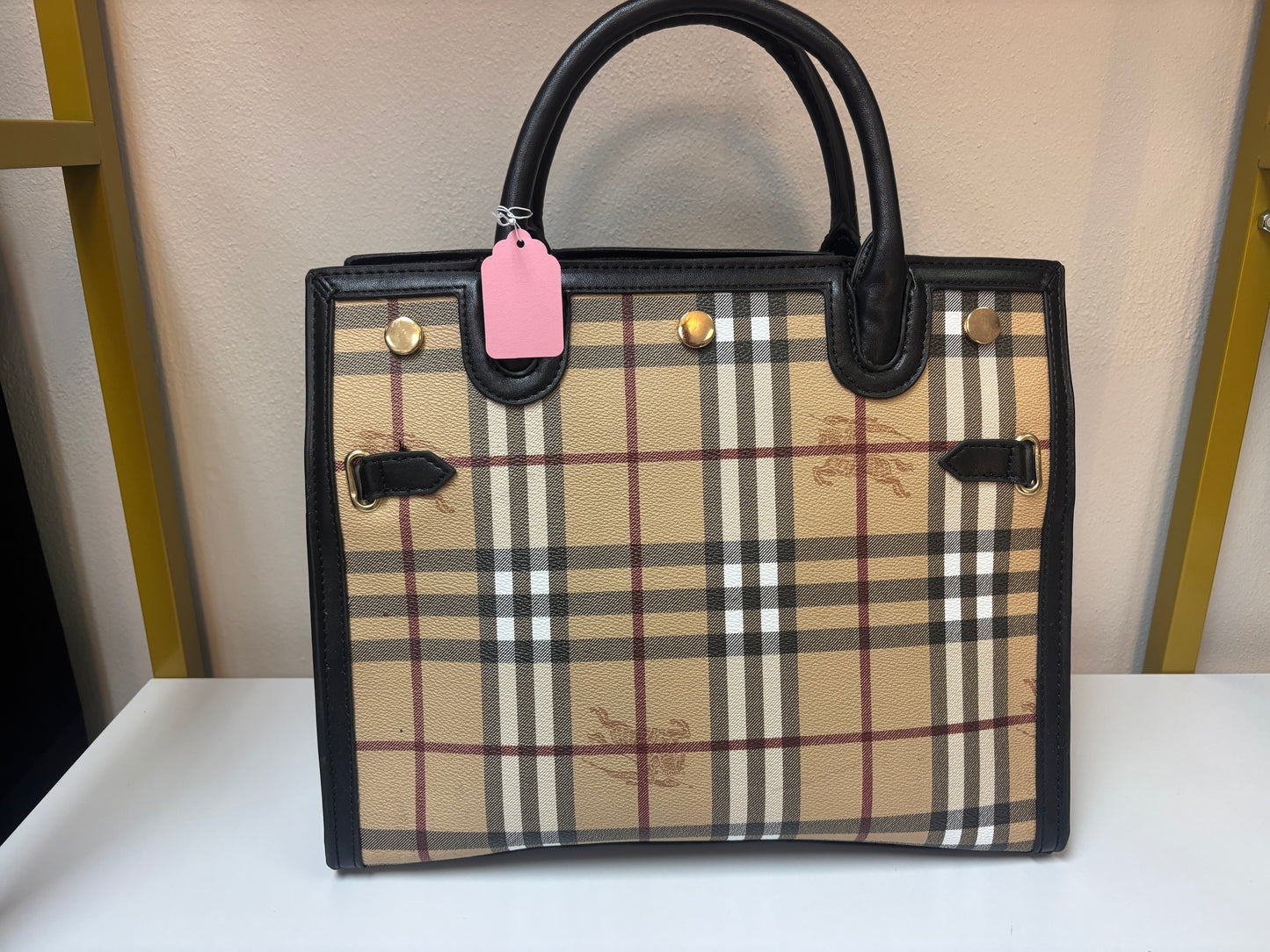 Inspired Plaid Structured Tote Handbag