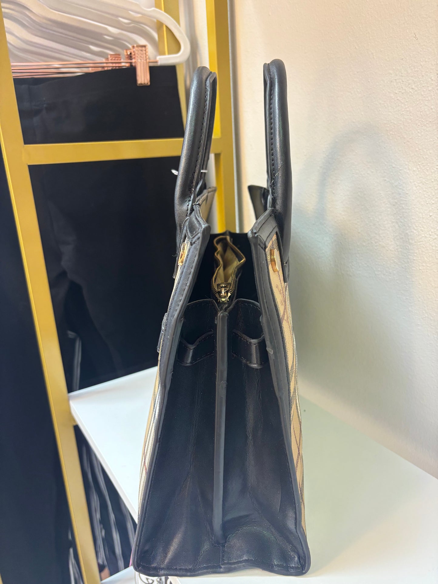 Inspired Plaid Structured Tote Handbag