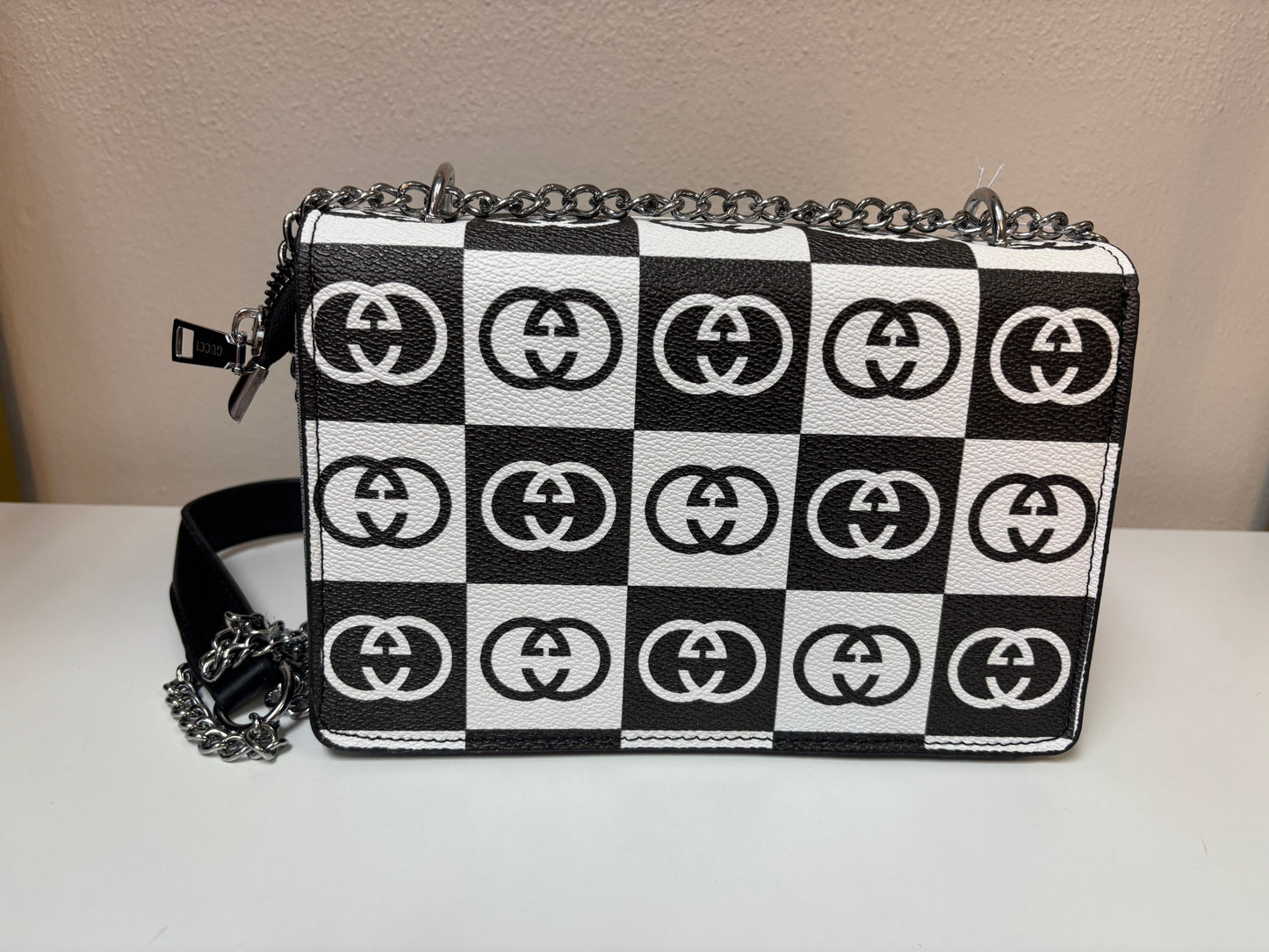Inspired Checkered Logo Chain Crossbody Bag