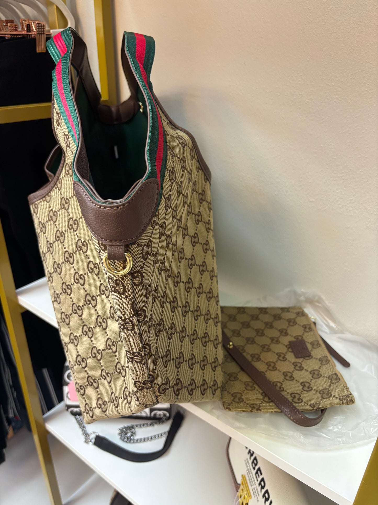 Inspired Monogram Oversized Tote Bag + Matching Wristlet