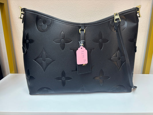 Inspired Embossed Monogram Luxe Shoulder Bag – Black