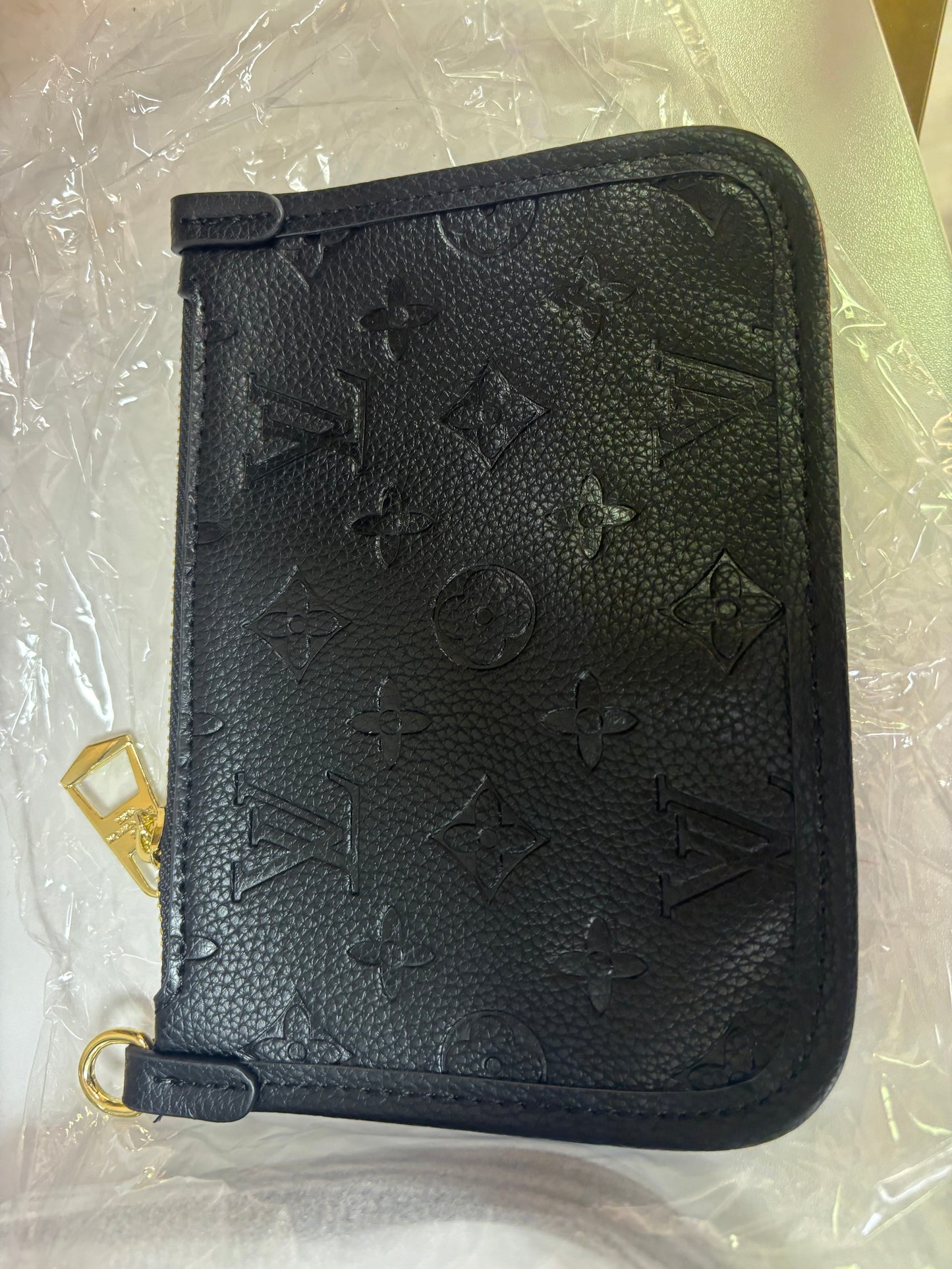 Inspired Embossed Monogram Luxe Shoulder Bag – Black