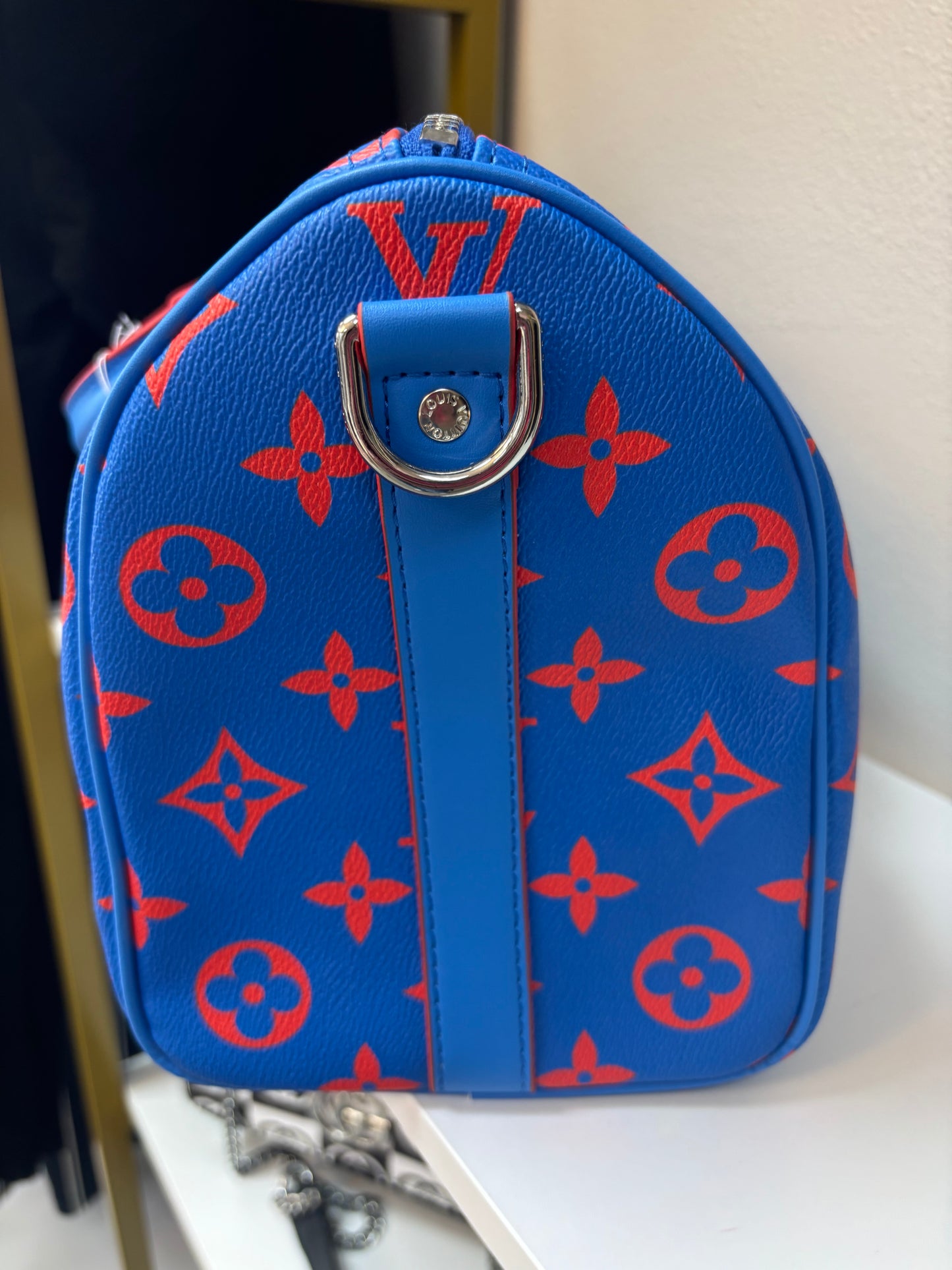 Inspired Blue & Orange Monogram Luxe Travel Satchel
