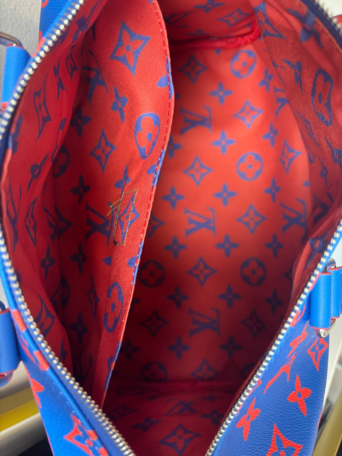 Inspired Blue & Orange Monogram Luxe Travel Satchel