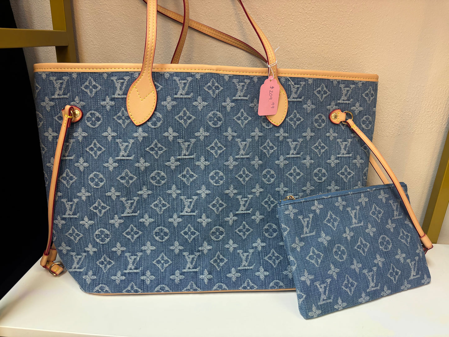 Inspired Denim Monogram Luxe Carryall Tote