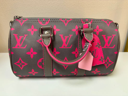 Inspired Pink & Grey Monogram Mini Luxe Satchel