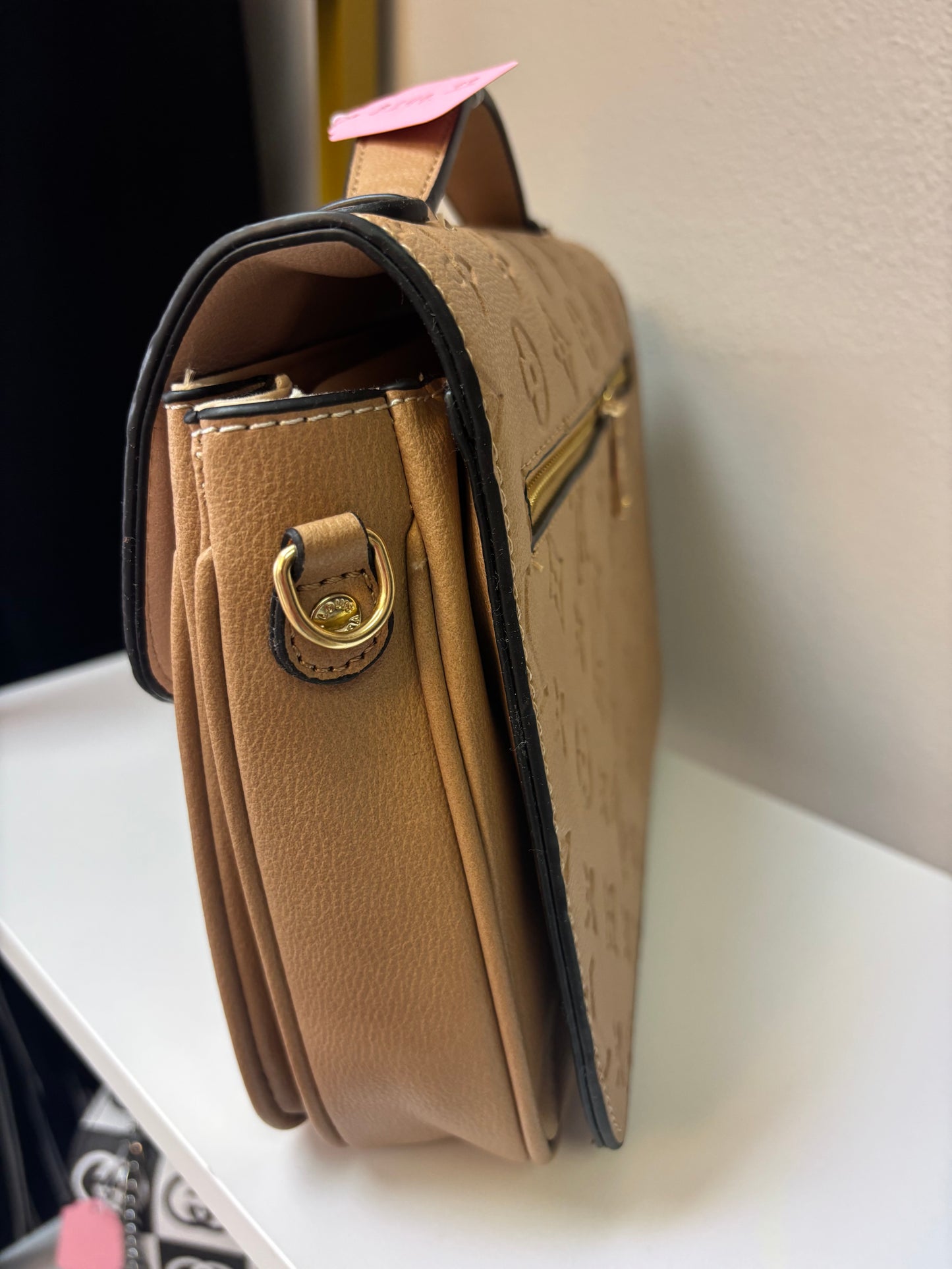 Inspired Two-Tone Monogram Luxe Top Handle Bag