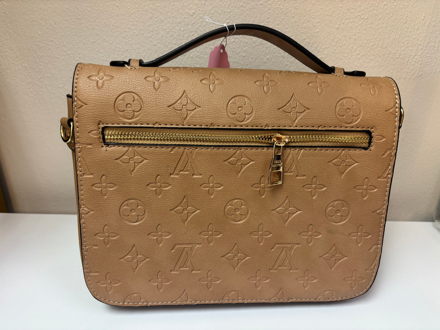 Inspired Two-Tone Monogram Luxe Top Handle Bag
