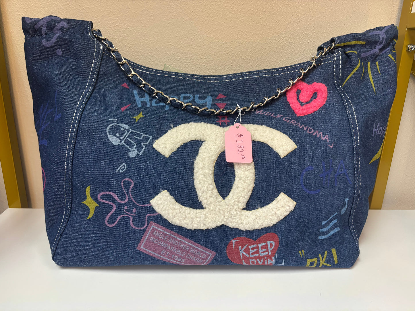 Inspired Denim Graffiti Shoulder Bag