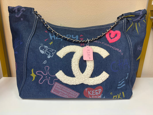 Inspired Denim Graffiti Shoulder Bag