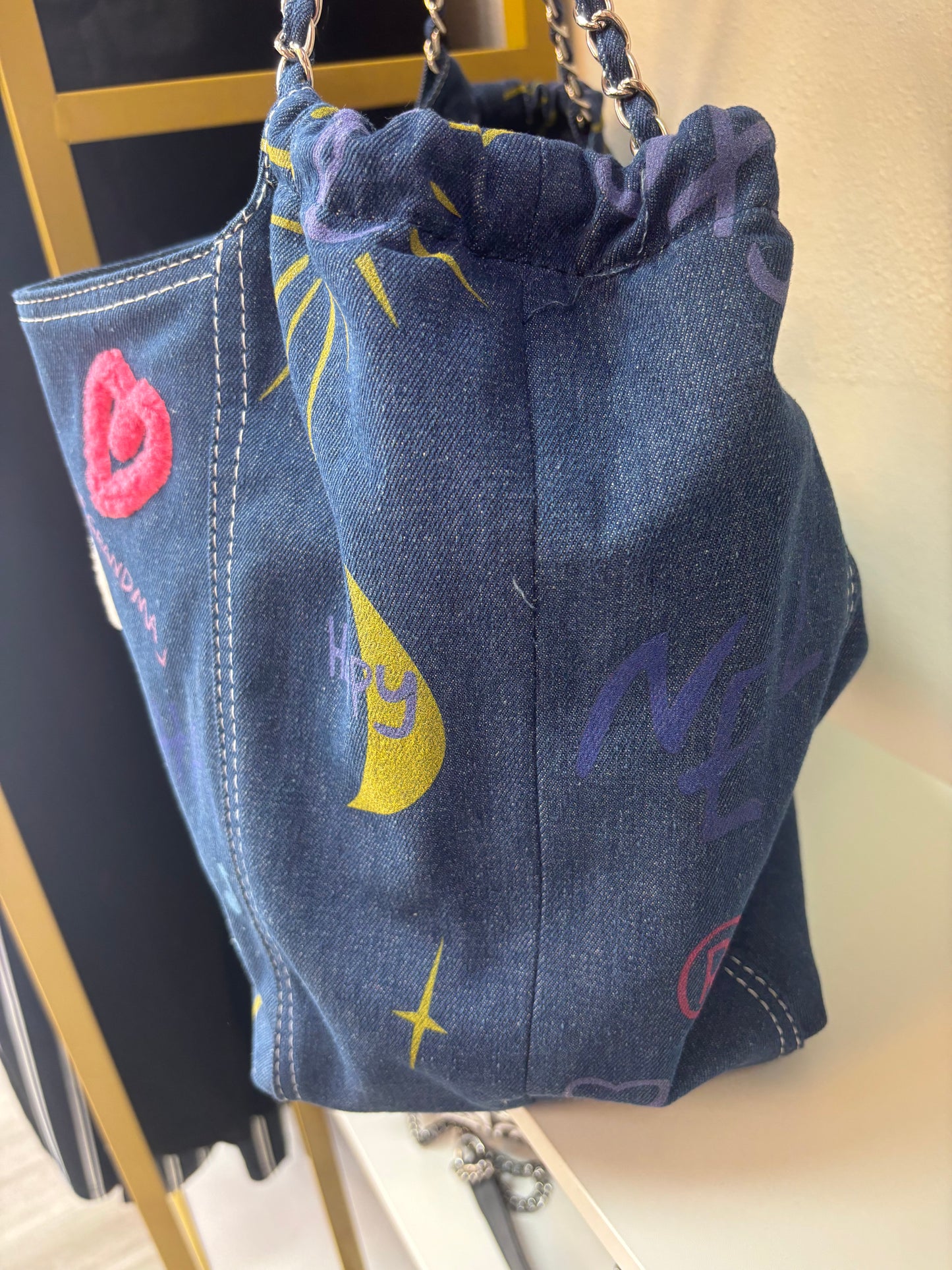 Inspired Denim Graffiti Shoulder Bag