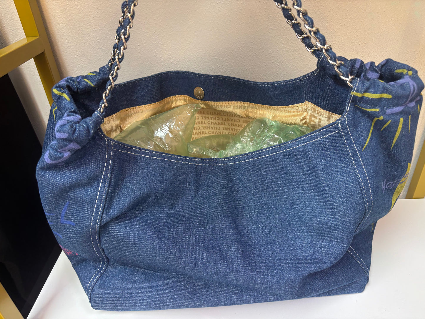 Inspired Denim Graffiti Shoulder Bag