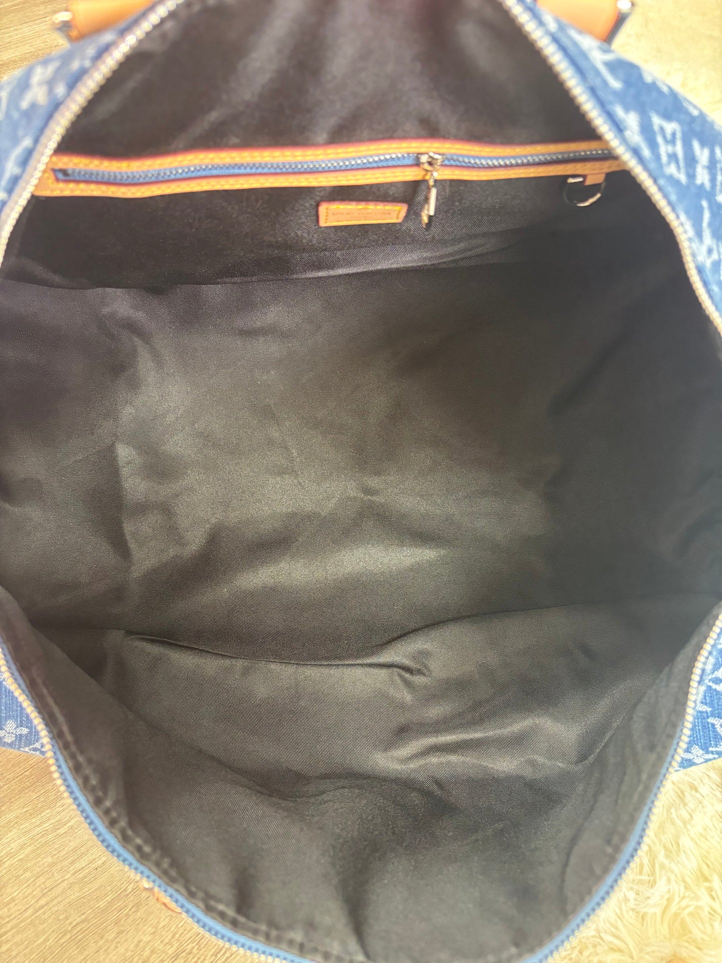 Inspired Denim Monogram Travel Duffle Bag