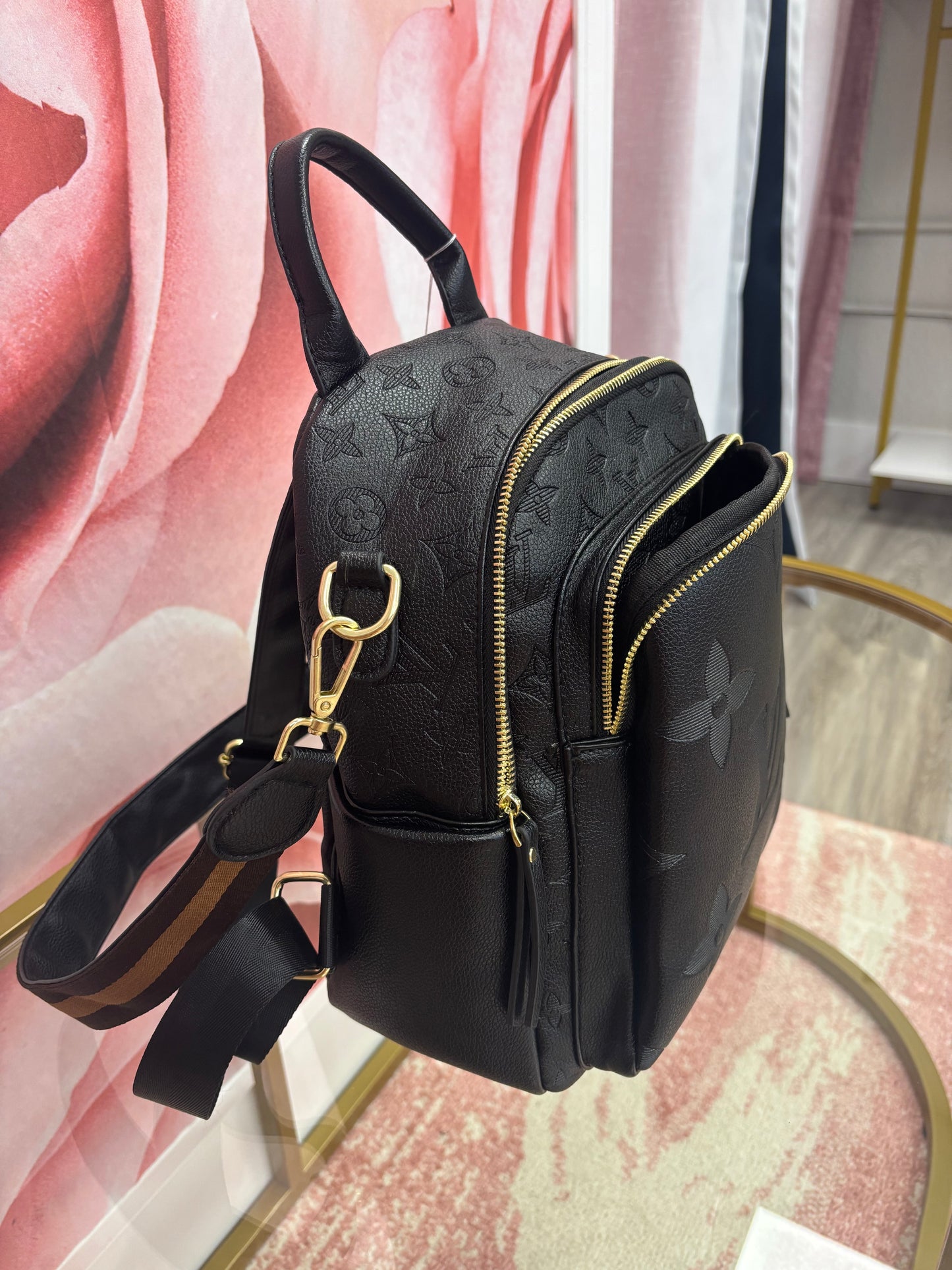 Inspired Embossed Monogram Mini Backpack