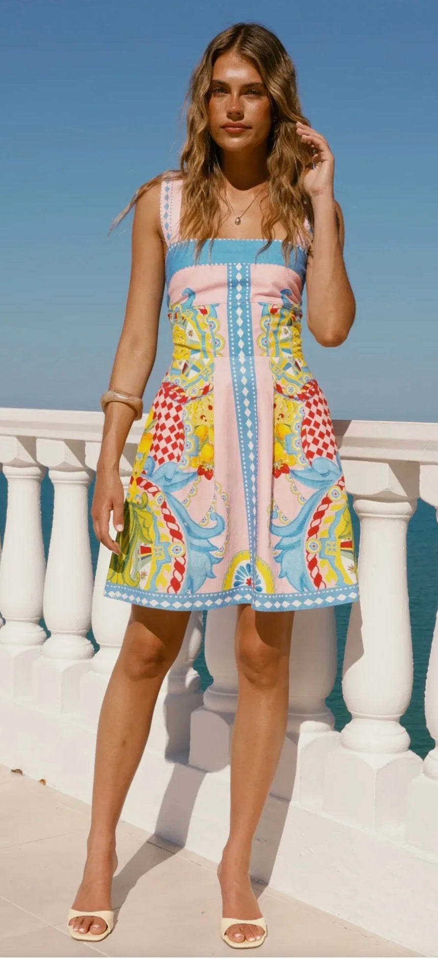 Sleeveless Boat Neck Dress