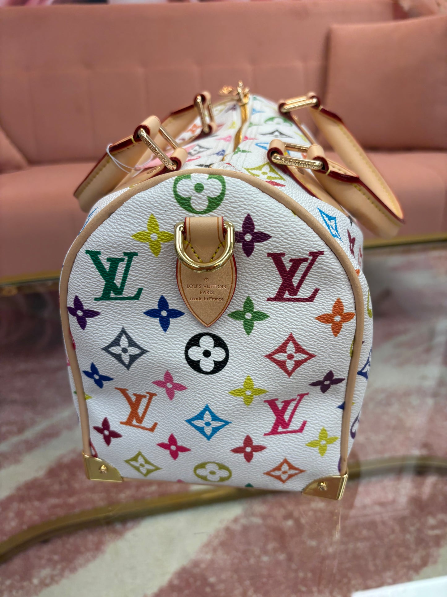Inspired White Multicolor Monogram Weekender Bag
