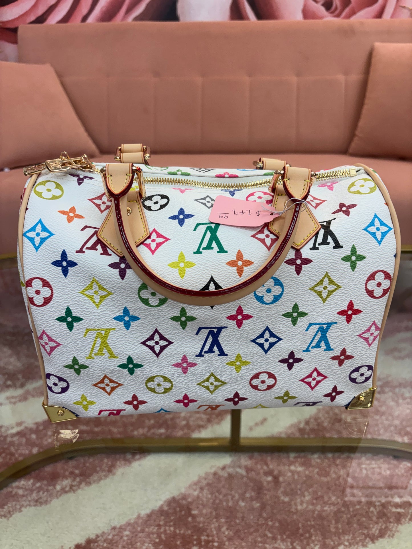 Inspired White Multicolor Monogram Weekender Bag