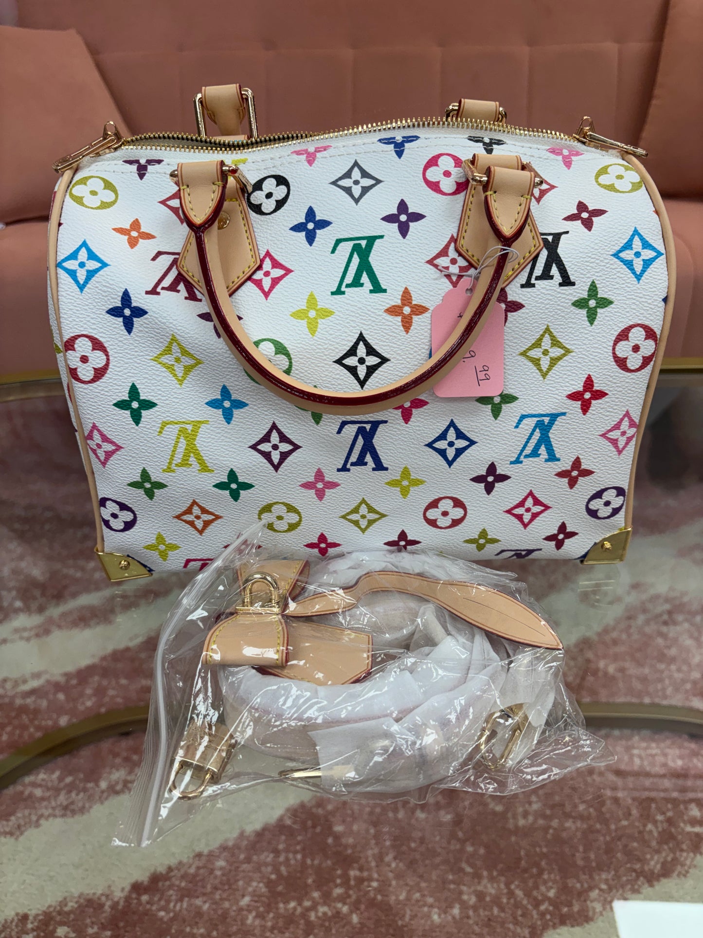 Inspired White Multicolor Monogram Weekender Bag