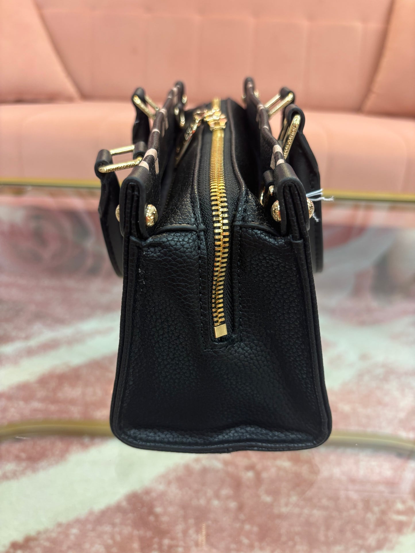 Inspired Black Monogram Satchel Bag with Coin Pouch
