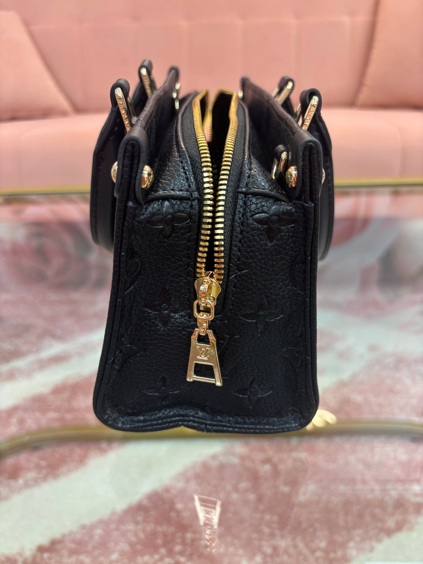 Inspired Black Monogram Satchel Bag