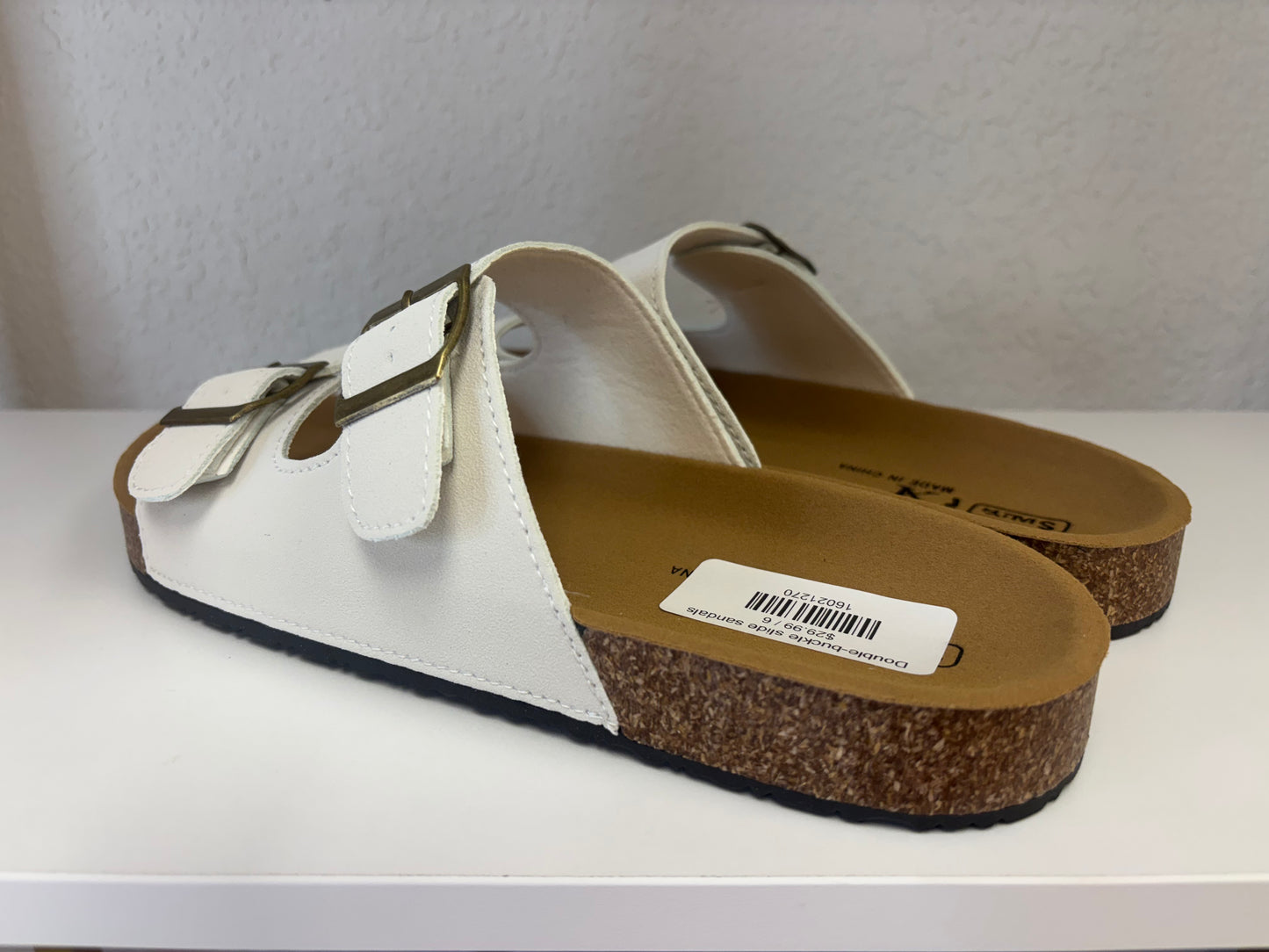 White Double Buckle Sandals