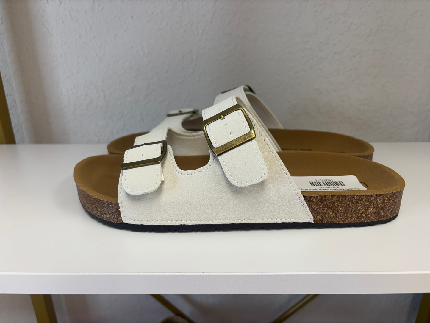 White Double Buckle Sandals