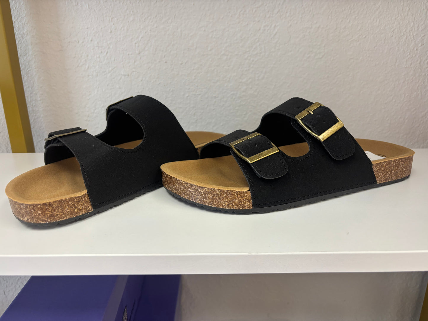 Black Double Buckle Sandals