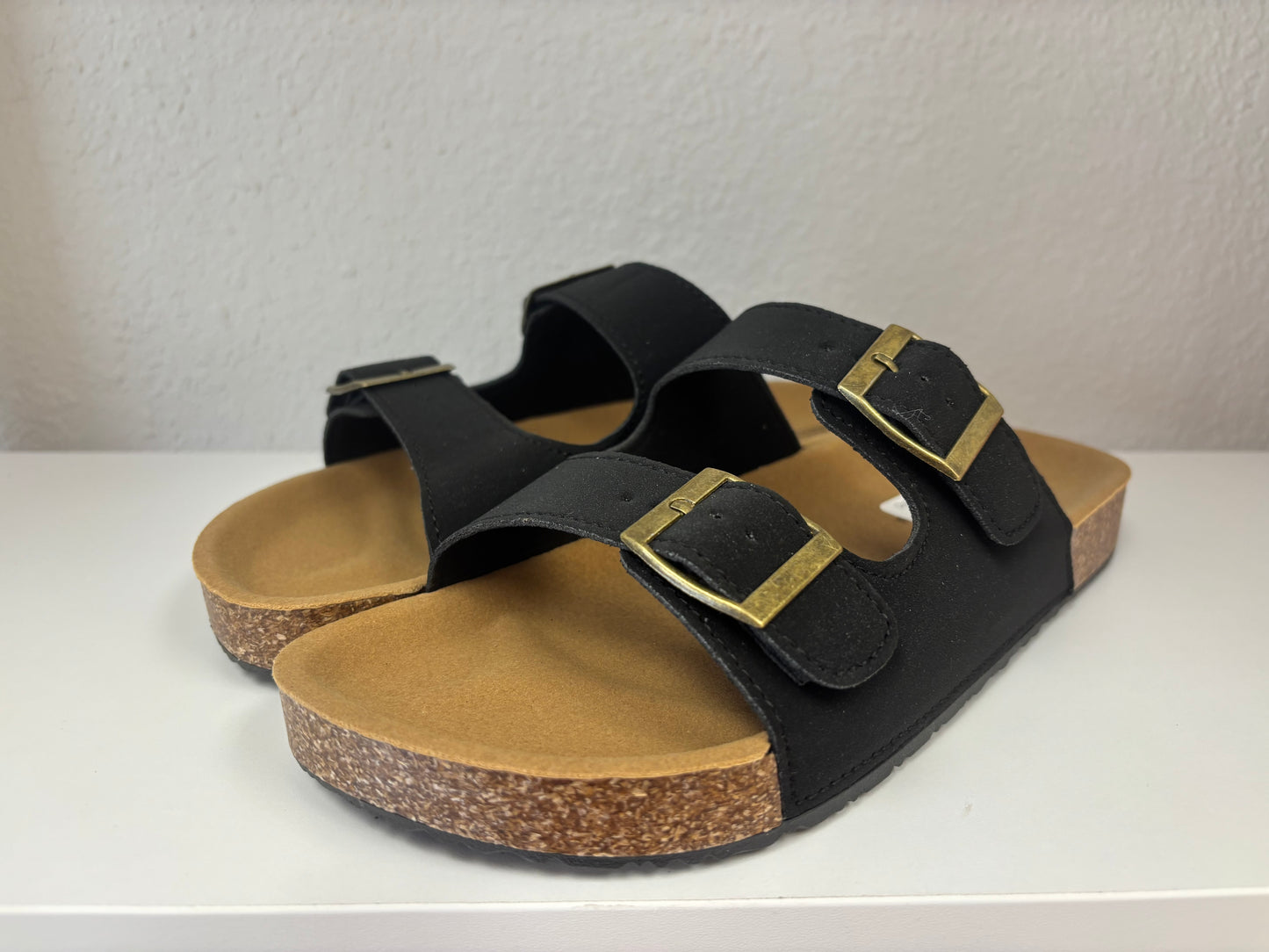 Black Double Buckle Sandals