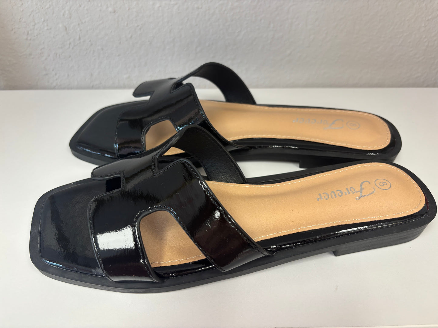 Luxe Black Flat Sandals