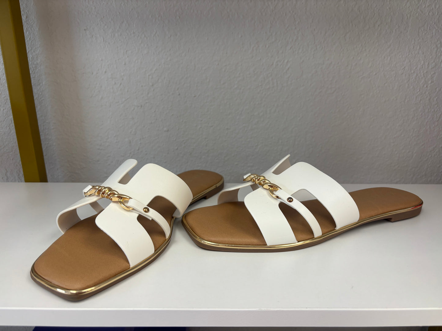 White & Gold Statement Sandals
