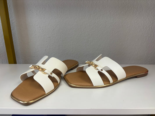 White & Gold Statement Sandals
